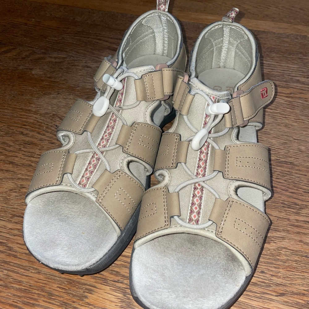 Footjoy GreenJoys 48453 Tan Leather Pink Softspike Golf Sandal Shoes Women US 10